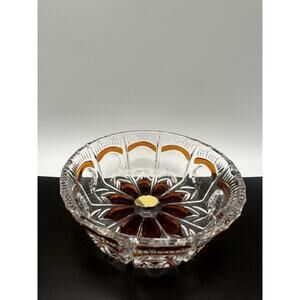 Amber Crystal Dish Echt Bleikristall Gepresst Rare Find Lead